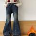  flare pants джинсы толстый обратная сторона боа брюки Denim длинные брюки надеты .. девочка ji- хлеб ребенок Kids длинные брюки ботинки cut весна осень-зима Denim ji- хлеб 