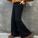  flare pants ji- хлеб низ Denim брюки ботинки cut одноцветный простой ножек длина эффект мягкость Kids Junior девушки девочка Dance обычно надеты осень-зима одежда 