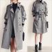 トレンチコート 送料無料 レディース スプリングコート Vネック ダブルボタンコート ミディアムコート 通勤 ライトアウター エレガント レディースアウター