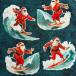 USA хлопок Surfing Santas( серфинг солнечный ta) Santa Claus бирюзовый si- подбородок g ткань QT Fabrics(QT ткань s)31191-QB