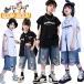 k-pop Kids танцевальный костюм чёрный цвет белый цвет t рубашка короткий рукав точно Denim брюки Корея jazz мужчина девочка ребенок одежда модный симпатичный Mai шт. тренировка урок надеты обычно надеты лето 