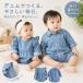  baby детский комбинезон Denim передний открытие комбинезон 60cm 70cm 80cm 90cm новорожденный ребенок весна лето осень через год празднование рождения церемния на рождение ребенка Okuizome день рождения память фотосъемка 