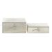 Wood grey leather hide box set of two ʿ͢