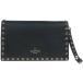 レディース バッグ ハンドバッグ ヴァレンティノ NEW VALENTINO ROCKSTUD BLACK LEATHER BEADED SMALL CLUTCH WRISTLET BAG