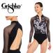  балет Leotard взрослый Gris siko длинный рукав чёрный с высоким воротником цветочный принт 