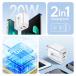 AC/USB�A�_�v�^�[ PD�Ή� PD�P�[�u���Ή� 20W USB-C QC3.0 2�|�[�g �^�C�v���}���[�d�� usb �A�C�t�H�� �g�я[�d�� iphone Android �֘A�摜2