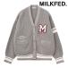  Milkfed MILKFED. колледж кардиган 103253015004 FW25 COLLEGE CARDIGAN женский tops перо ткань вязаный передний кнопка нашивка ASH стандартный обращение магазин 