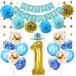 １歳 誕生日飾り　ブルーゴールド　数字1　HAPPY BIRTHDAYバナー　クラウンハット　ガーランド　1歳誕生日バルーン　男の子女の子　誕生日　ベ