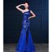  цветное платье длинное платье русалка платье голубой one плечо исполнение . презентация формальный Mai шт. постановка одежда stage костюм застежка-молния синий без рукавов украшен блестками 