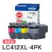 �u���U�[ �����C���N LC412XL-4PK �C���N�J�[�g���b�W�i�����p4�F�p�b�N�j