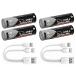 �P�O�` 4�{�Z�b�g �[�d�r 1200��J��Ԃ� �[�d�� (USB �}���[�d�P�[�u���t��) �A1.5V  3600mWh ���`�E���[�d�r �t�R��h�~�\���A�����R���A���C�����X�}�E�X�p��