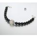 [.]~ man. ..~ large sphere 17 millimeter * finest quality silver needle crystal [4A] natural black .. man feather woven cord 