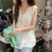  туника блуза женский tops безрукавка майка cut and sewn красивый . гонки te-to тонкий белый лето путешествие resort 