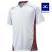  бейсбол тренировка надеты Mizuno официальный свечение bar Elite половина кнопка маленький воротник модель белый темно-красный форма MIZUNO взрослый средняя школа бейсбол мужской женский 12JC6L11