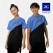  Mizuno официальный антибактериальный дезодорация /. грязный GACHI футболка Frontier голубой × черный Junior новый жизнь новый . период движение . клиренс 