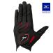  Mizuno официальный двойной рукоятка палец . Short перчатки / левый рука Golf мужской черный × красный 
