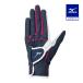  Mizuno официальный двойной рукоятка перчатки / левый рука Golf женский темно-синий 