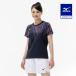  Mizuno официальный игра рубашка ракетка спорт глубокий темно-синий женский 
