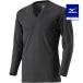  Mizuno официальный повышение температуры материалы breath Thermo нижний V шея рубашка с длинным рукавом большой размер мужской черный 