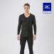  Mizuno официальный повышение температуры материалы breath Thermo нижний одежда средний толщина soft for Daily V шея 9 минут рукав рубашка мужской черный клиренс 