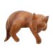 NOVICA Brown Wood Animal Themed Sculpture from Indonesia 'Snoozing Cat' ¹͢