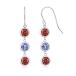 925 Sterling Silver Blue Tanzanite Earrings Set with Red Created Moissanite ¹͢