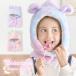  балаклава Kids девочка капот есть защита горла "neck warmer" шляпа обратная сторона ворсистый вязаный мех Unicorn [ пелерина muffler ребенок защищающий от холода лиловый розовый ]
