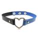 k Lazy цвет передний кольцо кожа готический punk короткое колье 3* черный × голубой / Heart кольцо * кнопка останавливать AC-36C-3 punk короткое колье колье 