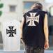  все 2 цвет MRV by Mr.vibes безрукавка футболка IRON CROSS NO SLEEVE Tee оригинал белый WHITE черный чёрный BLACK