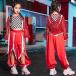  Kids танцевальный костюм hip-hop выставить сетка бак HIPHOPs в клетку длинный рукав девушки stage костюм тренировка надеты отвечающий ..