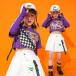  stage костюм HIPHOP hip-hop Dance одежда девочка Корея ребенок одежда Kids танцевальный костюм отвечающий ..jazz тренировка надеты футболка верх и низ 2 позиций комплект 