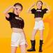  танцевальный костюм Kids Корея лето Jazz Dance Cheer девушка девушки чёрный белый короткий рукав шорты выставить .... hip-hop отвечающий ..
