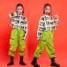  Kids танцевальный костюм hip-hop Корея ребенок одежда HIPHOP stage костюм отвечающий .. Jazz Dance мужчина девочка комплект презентация . рука футболка тренировка надеты 