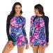  фитнес купальный костюм One-piece все в одном Zip накладка имеется женский .. плавание одежда Rush Guard женщина длинный рукав пляж серфинг плавание 