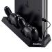 KINGTOP PS4用 放熱ファン付きスタンド コントローラー充電可能USBポート 3つ付き プレイステーション4全シリーズ対応可能
