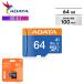 ADATAei данные microSD UHS-I CLASS10 Class 10 V10 64GB SD 5.1 максимальный считывание скорость 100MB секунд class10 высокая скорость считывание включая вписывание смартфон камера регистратор пути (drive recorder) 