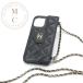  Chanel CHANEL мобильный * смартфон аксессуары черный Gold здесь Mark matelasse iPhone кейс цепь 