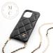  Chanel CHANEL мобильный * смартфон аксессуары черный Gold здесь Mark matelasse iPhone15proMAX iPhone кейс цепь жемчуг 