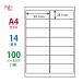 LDW14QH(L) этикетка наклейка 1 пакет 100 сиденье A4 14 поверхность 99.1×38.1mm адрес этикетка Восток печать nana слово мульти- модель nana этикетка nana LDW14QH