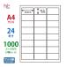 MCL-46(VP2) �}�b�g�� ���x���V�[�� 2�P�[�X�Z�b�g 1000�V�[�g A4 24�� 64�~33.9mm ���[�U�[�v�����^�p �o�[�R�[�h���x�� ���m��� nana MCL46