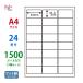 MCL-46(VP3) �}�b�g�� ���x���V�[�� 3�P�[�X�Z�b�g 1500�V�[�g A4 24�� 64�~33.9mm ���[�U�[�v�����^�p �o�[�R�[�h���x�� ���m��� nana MCL46