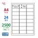 MCL-46(VP5) �}�b�g�� ���x���V�[�� 5�P�[�X�Z�b�g 2500�V�[�g A4 24�� 64�~33.9mm ���[�U�[�v�����^�p �o�[�R�[�h���x�� ���m��� nana MCL46