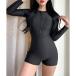  фитнес купальный костюм женский One-piece купальный костюм экспонирование запись . пляж лето все в одном купальный костюм длинный рукав купальный костюм UV меры 