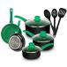 AHEIM Pots and Pans Set, Aluminum Nonstick Cookware Set, Fry Pans, Casserole with Lid, Sauce Pan, and Utensils, 11 Piece Cooking Set (Green)¹͢