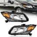 WEELMOTO for 2012-2015 Honda Civic 4Dr Sedan Headlights for 12-13 Honda Civic 2Dr Coupe Pair Headlamp Black Housing Amber Reflector L����̵�� �¹�͢��