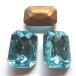  Vintage Чехия ok tagon25mmx18.5mm аквамарин Gold fo il 3 шт 