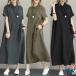  рубашка One-piece maxi длинный One-piece женский короткий рукав лето модный красивый . American Casual linen способ A линия flair оборка с карманом свободно большой 
