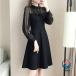  One-piece женский mi утечка длина One-piece sia- гонки mi утечка длина A линия flair платье длинный рукав большой размер resort casual точка частота kala