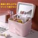  ящик для косметики cosme box косметика место хранения box макияж кейс пыленепроницаемый водонепроницаемый впечатление жизнь LED свет уборная ванная большая вместимость крышка имеется бардачок настольный место хранения подставка День матери 