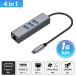 4in1 USB-C + LAN Hub USB3.0 RJ45 Lڑ  Type-C nu USB ϊ A_v^ P[u X}z 1000Mbps 1Gbps C[Tlbg